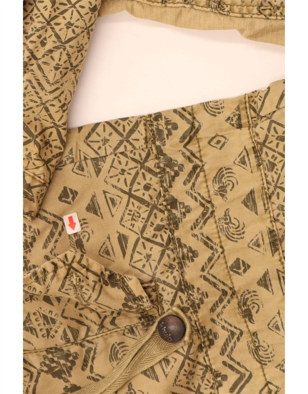 Jachetă parka cu glugă pentru femei KHUJO UK 16 mare, bej, geometrică, bumbac