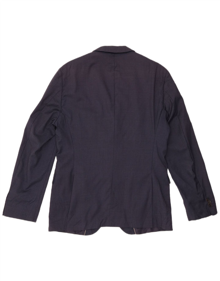 Blazer pentru bărbați HUGO BOSS cu 2 nasturi EU 52 XL Lână cu carouri bleumarin