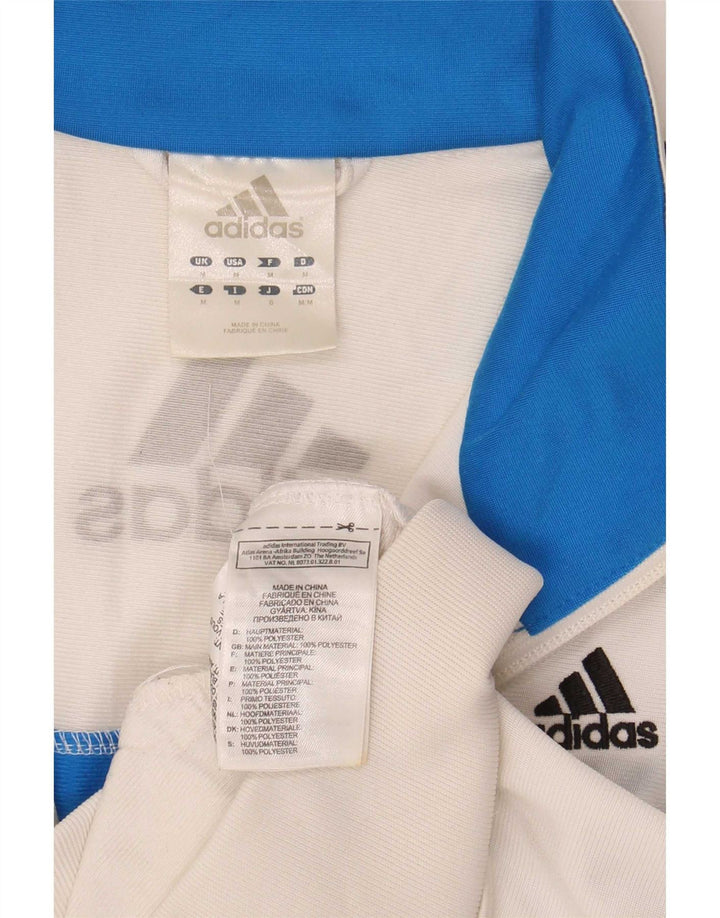 Jachetă de top pentru trening grafic Adidas pentru bărbați, alb mediu, poliester bloc de culoare