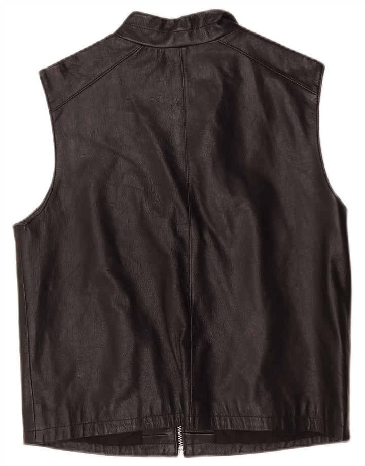 Conbipel Womens Leather Gilet IT 44 Medium Black