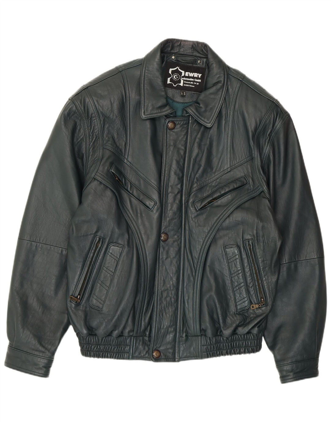 Jachetă de piele pentru bărbați VINTAGE EU 56 3XL din piele verde