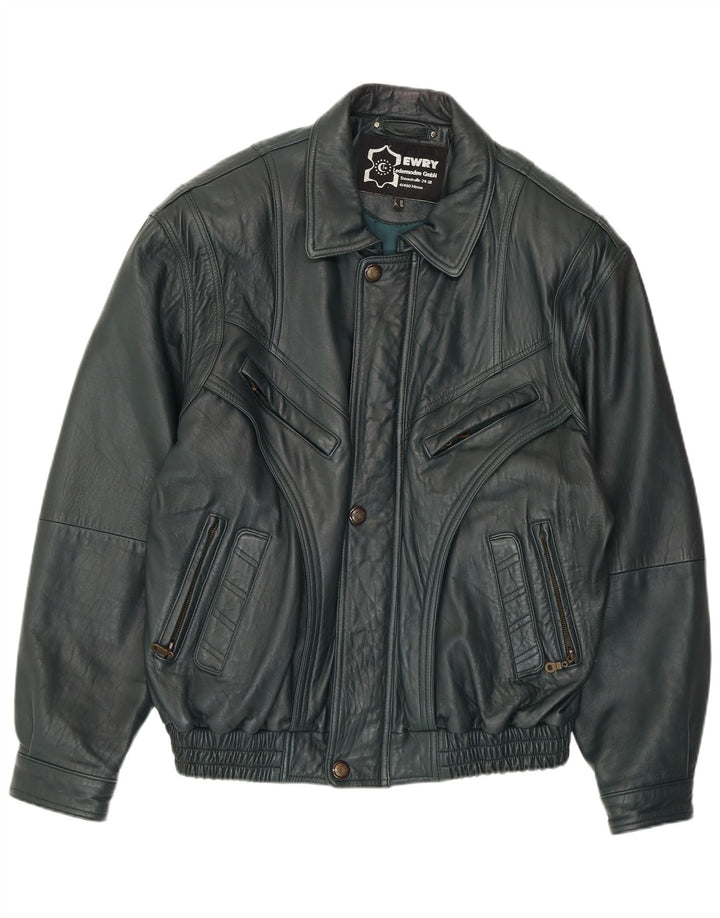 Jachetă de piele pentru bărbați VINTAGE EU 56 3XL din piele verde