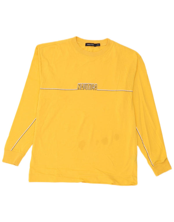 Nautica Mens Graphic Top Long Sleeve Small Yellow Cotton