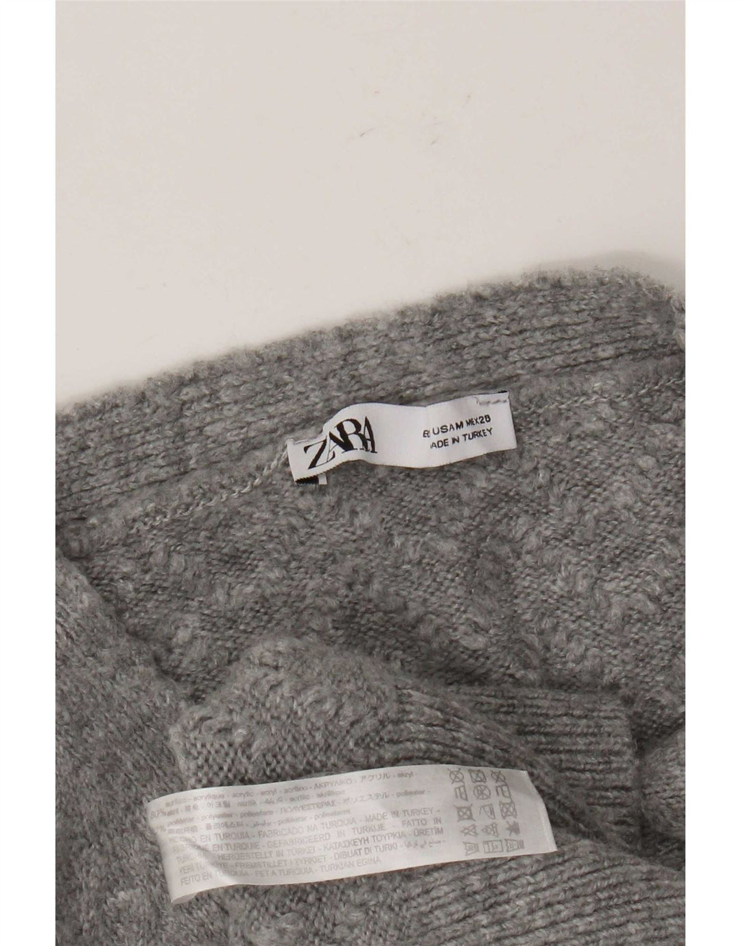 Pulover cardigan pentru femei Zara UK 14 Medium Gri Acrilic