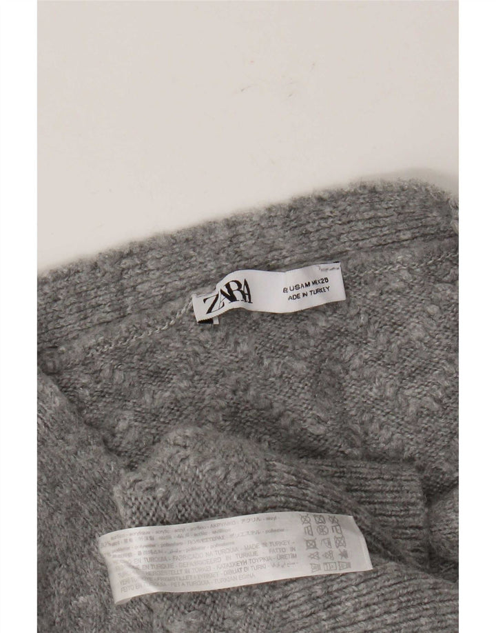 Pulover cardigan pentru femei Zara UK 14 Medium Gri Acrilic