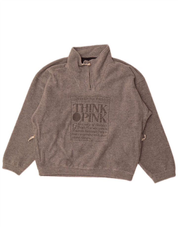 Pulover supradimensionat pentru femei Think Pink, cu grafică din lână UK 14 Medium Gri Flecked