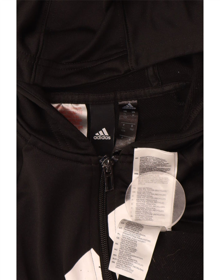 Pulover pentru fete ADIDAS Graphic Zip Hoodie 11-12 ani poliester negru