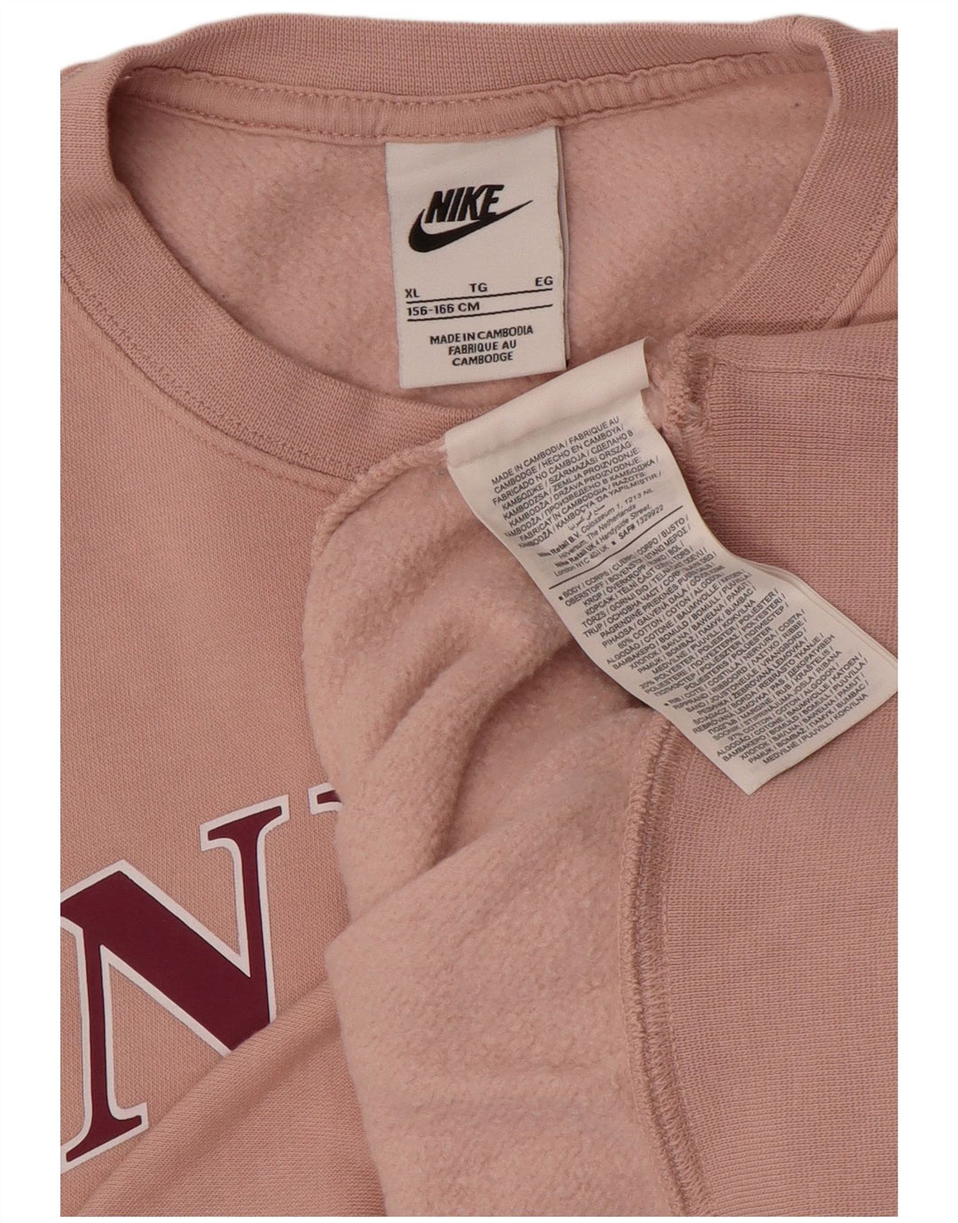 Pulover NIKE pentru fete supradimensionat cu grafic 13-14 ani XL bumbac roz