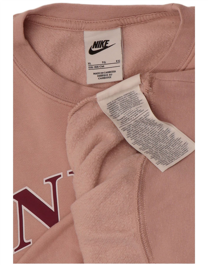 Pulover NIKE pentru fete supradimensionat cu grafic 13-14 ani XL bumbac roz