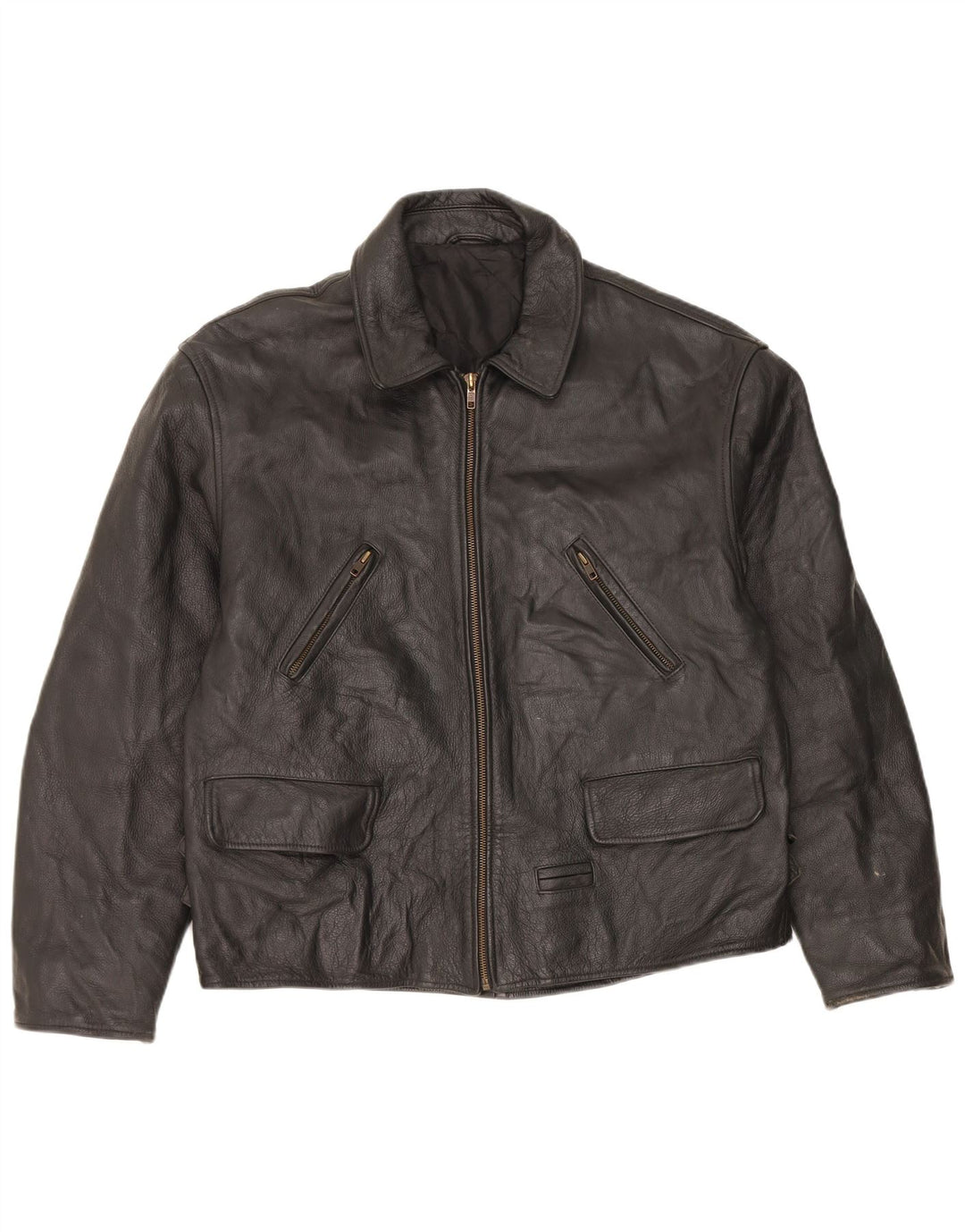 Jachetă de piele vintage pentru bărbați UK 36 Small Black
