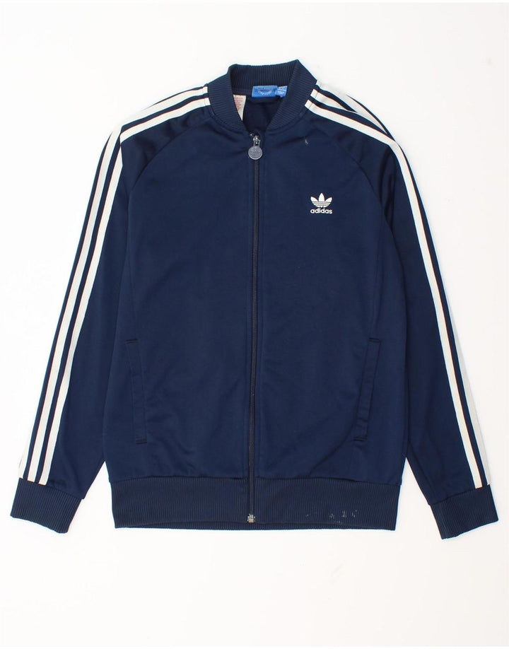 Jachetă de trening pentru băieți Adidas 13-14 ani, poliester bleumarin