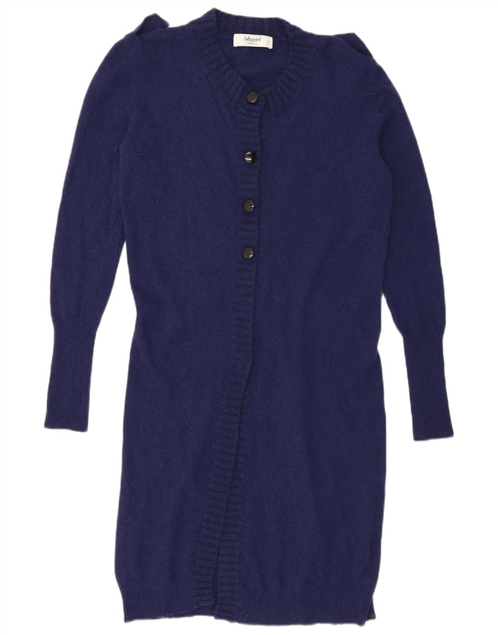 Pulover Cardigan Vintage pentru Femei cu Paragate IT 44 Mediu Lână Bleumarin