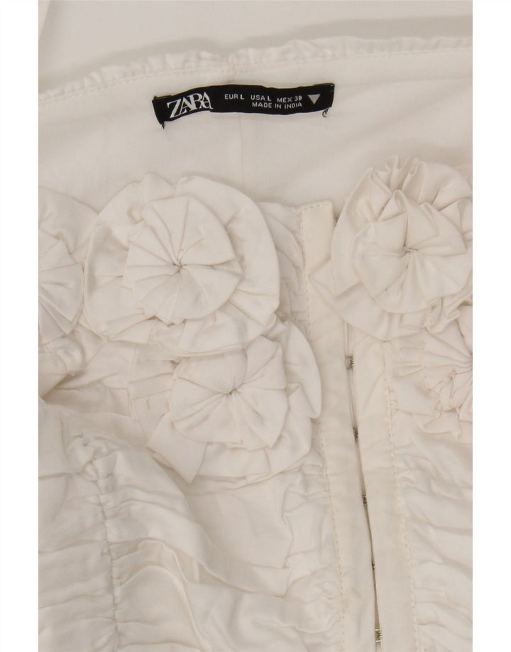 ZARA Womens Crop Cami Top UK 16 Large White