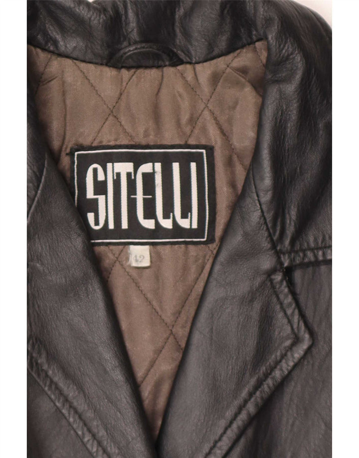 Palton din piele pentru dama Sitelli IT 42 Medium Negru