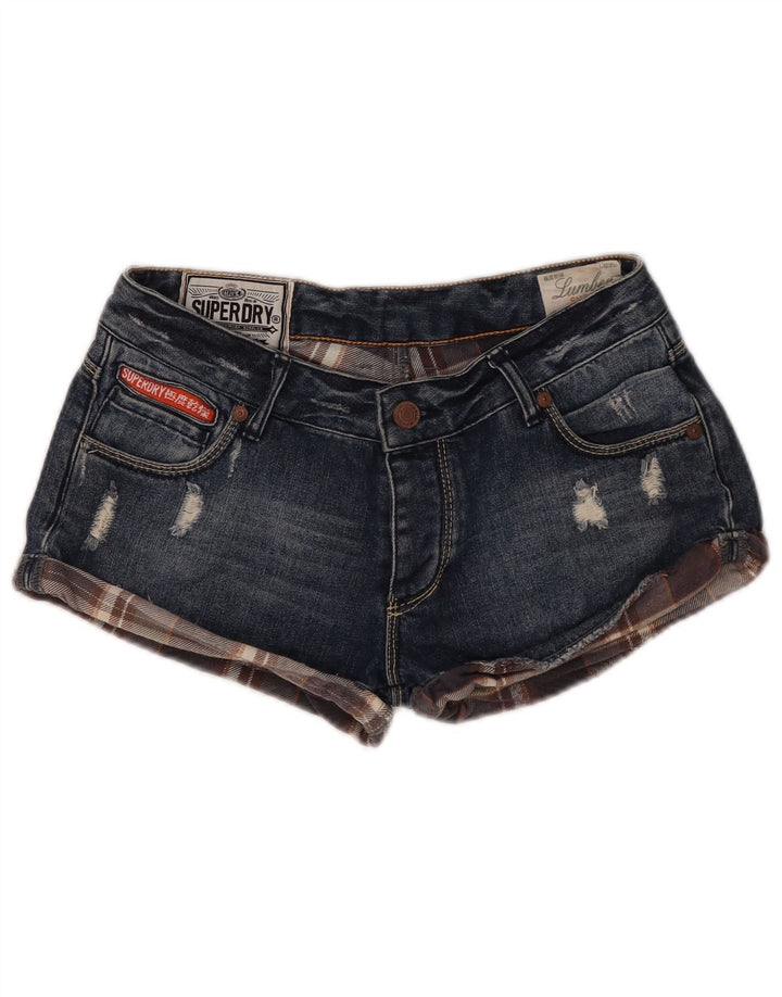 SUPERDRY Pantaloni scurți din denim învechit pentru femei W30, bumbac albastru mediu