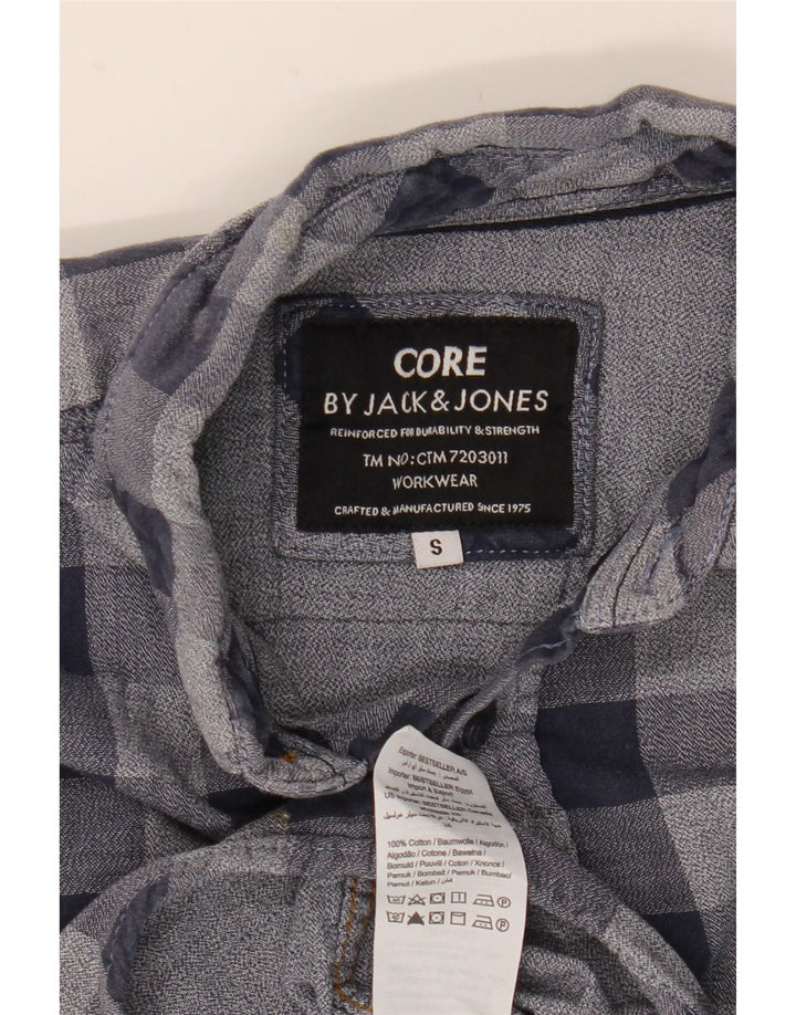 Cămașă de flanel pentru bărbați JACK & JONES, bumbac cu carouri, albastru bleumarin