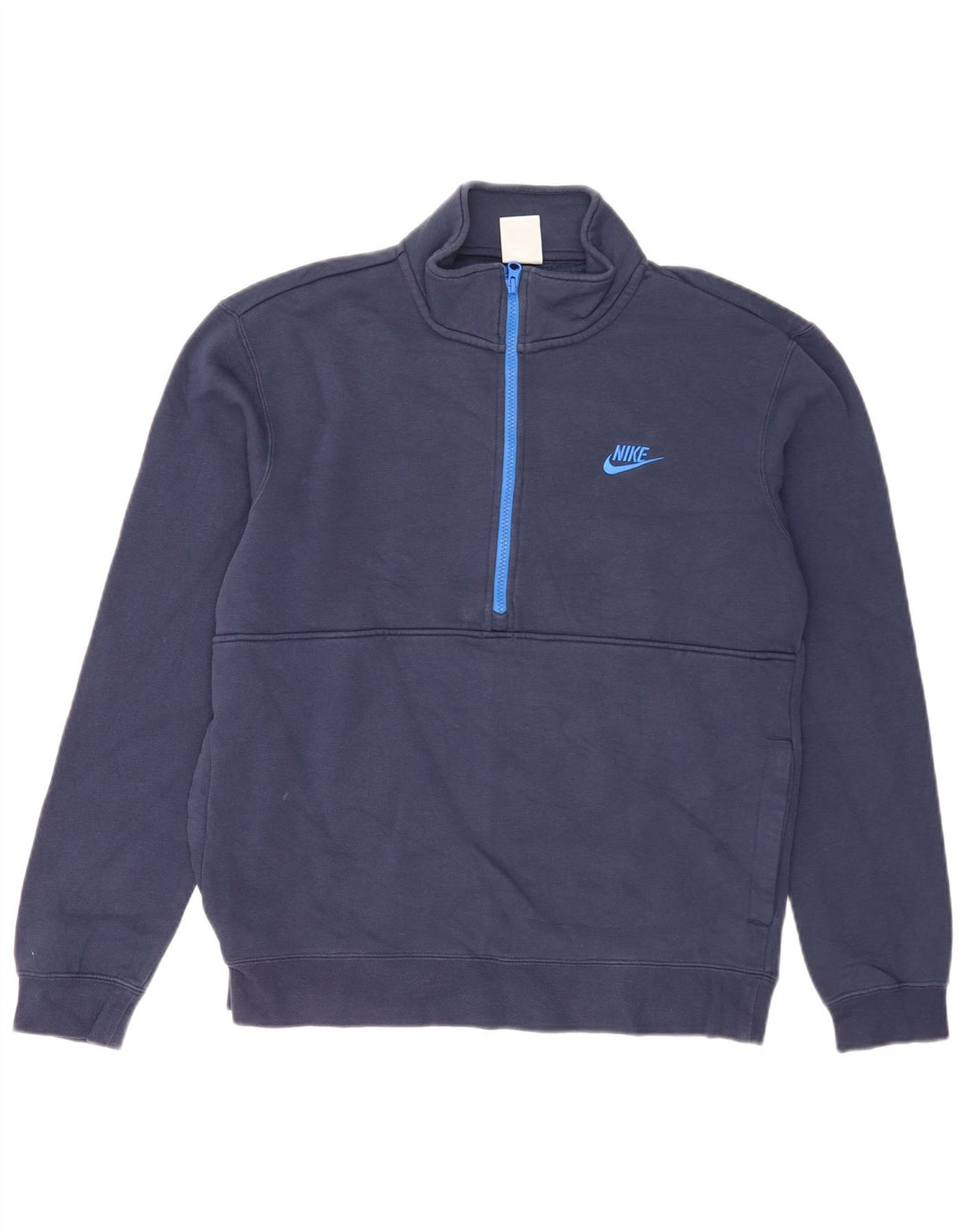 Hanorac pentru bărbați Nike, cu fermoar, cu gât, din bumbac mediu, albastru bleumarin