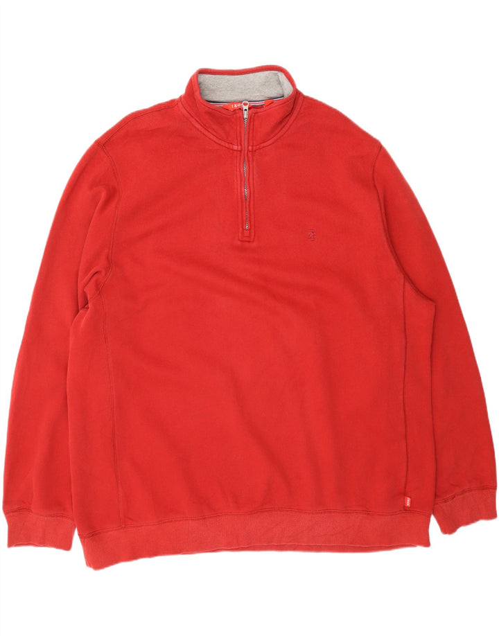 IZOD Mens Big & Tall Zip Neck Sweatshirt Jumper 2XL Red Vintage Izod and Second-Hand Izod from Messina Hembry 