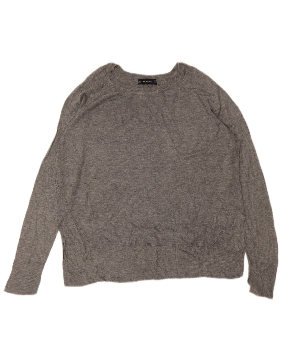 Pulover pentru femeie cu gât de barcă Zara UK 14, gri mediu