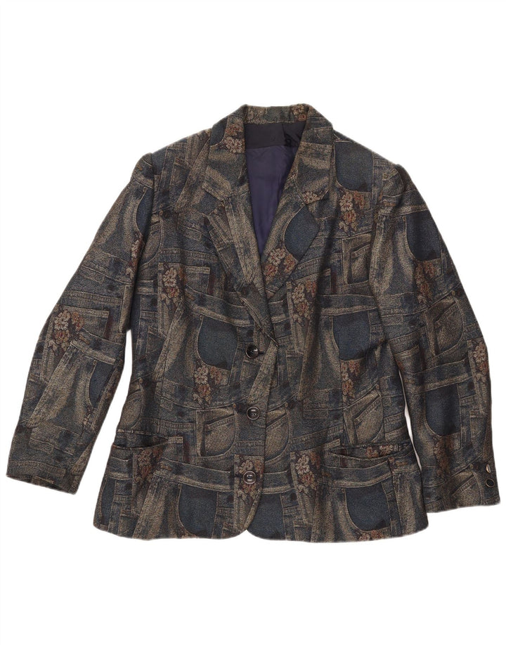 Jachetă Blazer pentru femei Carnet, cu 3 nasturi, UK 14 Medium Bleumarin Floral