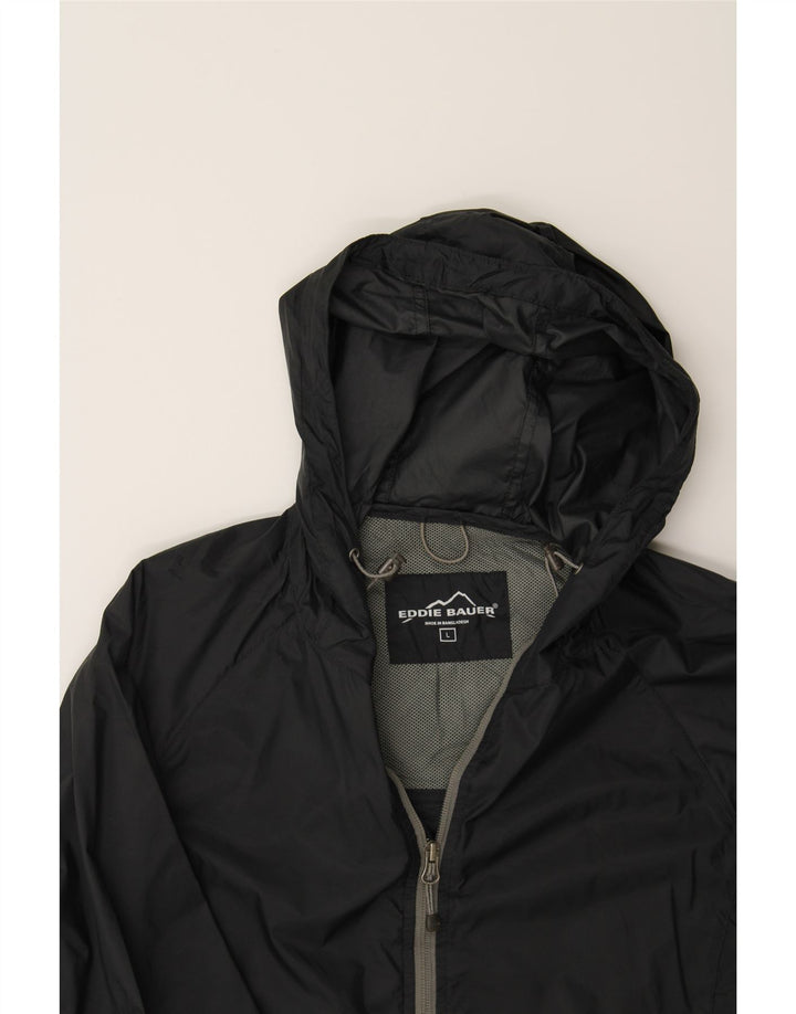 EDDIE BAUER Womens Hooded Rain Jacket UK 16 Large Black Nylon Vintage Eddie Bauer and Second-Hand Eddie Bauer from Messina Hembry 