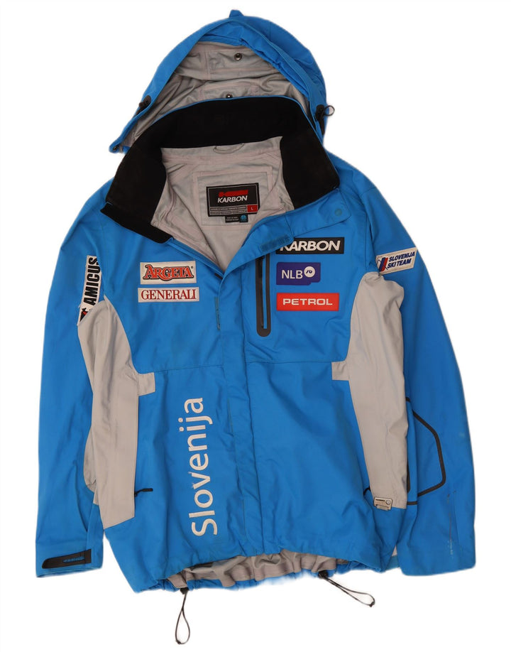 Jachetă de ploaie cu glugă KARBON pentru bărbați, UK 40, mare, albastru, nailon color bloc