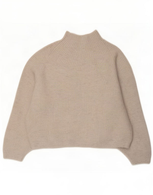 Pulover Topshop pentru femei cu mâneci 3/4 cu gât țestoasă, UK 10 Mic Bej