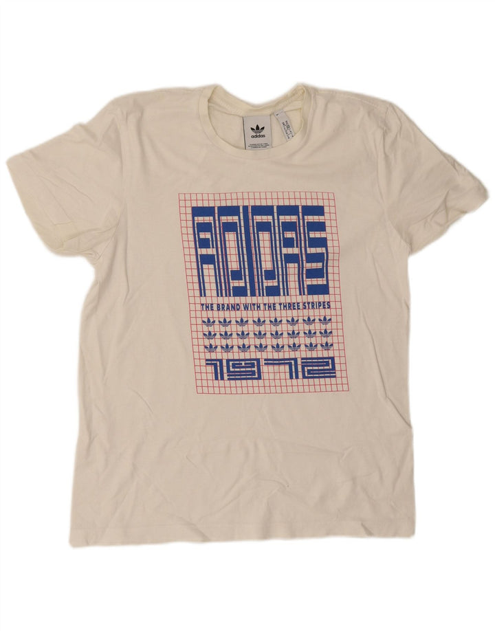Tricou grafic pentru bărbați Adidas Top mediu din bumbac alb