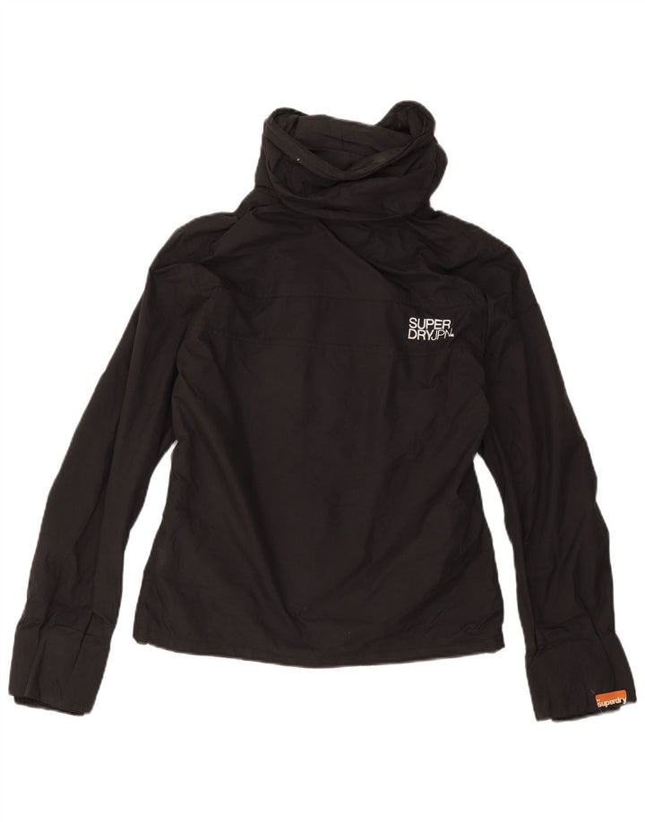SUPERDRY Jachetă de ploaie cu glugă grafică pentru femei UK 14 Medium Black Nylon