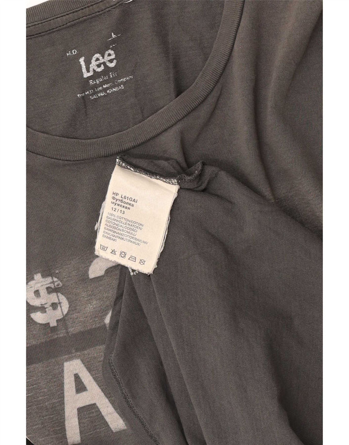 Tricou grafic Lee pentru bărbați, cu croială obișnuită, mare, gri, bumbac