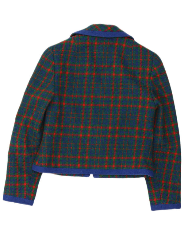 Blazer vintage pentru femei UK 10 mic verde carouri retro