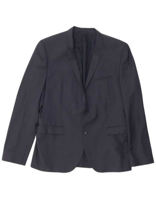 Jachetă blazer pentru bărbați Hugo Boss, cu 2 nasturi, UK 54 2XL Lână bleumarin