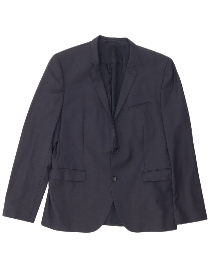 Jachetă blazer pentru bărbați Hugo Boss, cu 2 nasturi, UK 54 2XL Lână bleumarin