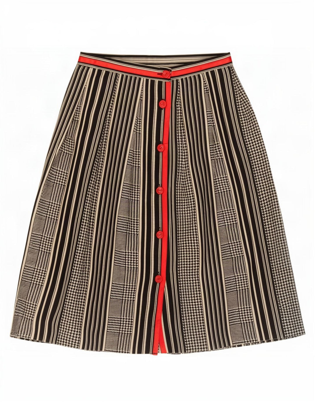 Fustă A-Line Vintage pentru Femei IT 42 Medium W25 Lână cu picior de gală neagră