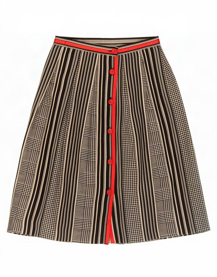 Fustă A-Line Vintage pentru Femei IT 42 Medium W25 Lână cu picior de gală neagră