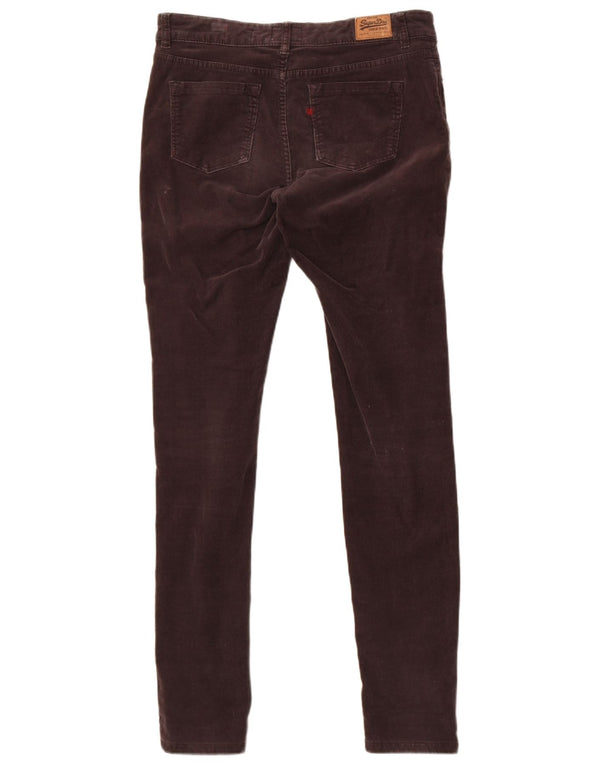 Pantaloni Superdry Super Skinny pentru femei din velur L30 L32, bumbac maro