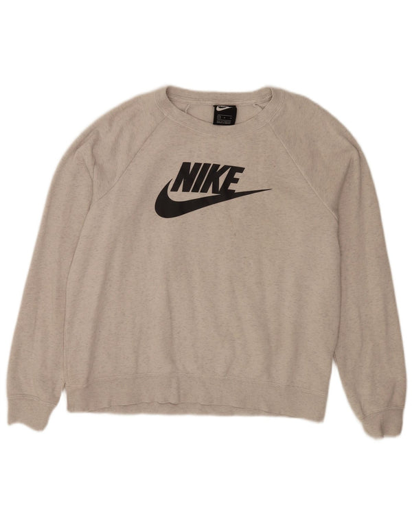 Pulover de hanorac grafic Nike pentru femei UK 14, bumbac cu pete gri mediu