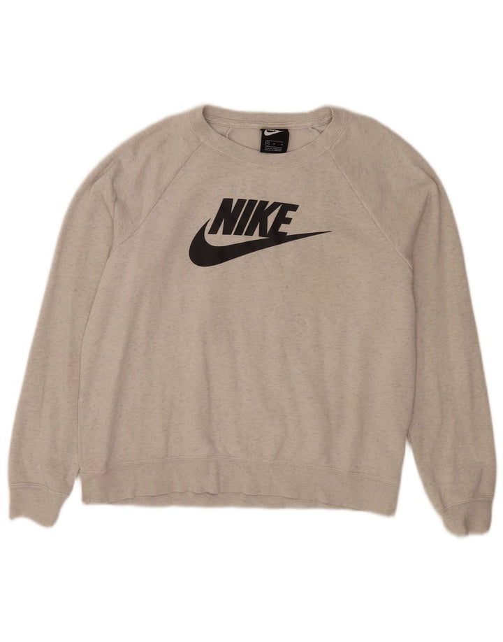 Pulover de hanorac grafic Nike pentru femei UK 14, bumbac cu pete gri mediu