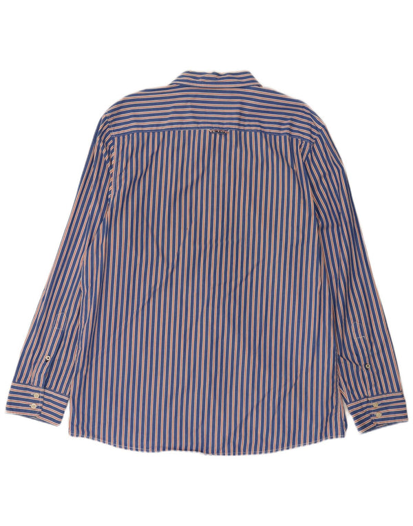 Crew Clothing Cămașă croită pentru bărbați XL, bumbac cu dungi albastru bleumarin