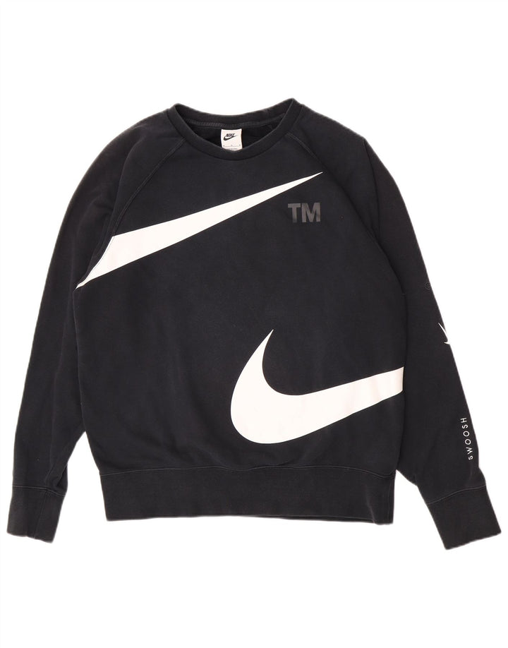 Pulover Nike Swoosh Graphic pentru bărbați, bumbac mediu negru
