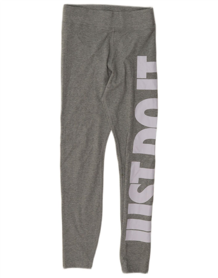 Leggings grafic Nike pentru femei UK 10, bumbac gri mic
