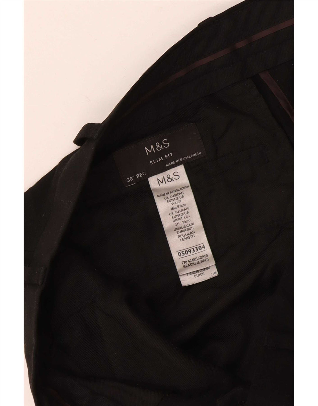 Marks & Spencer Pantaloni de costum slim pentru bărbați L38 L28 Poliester negru