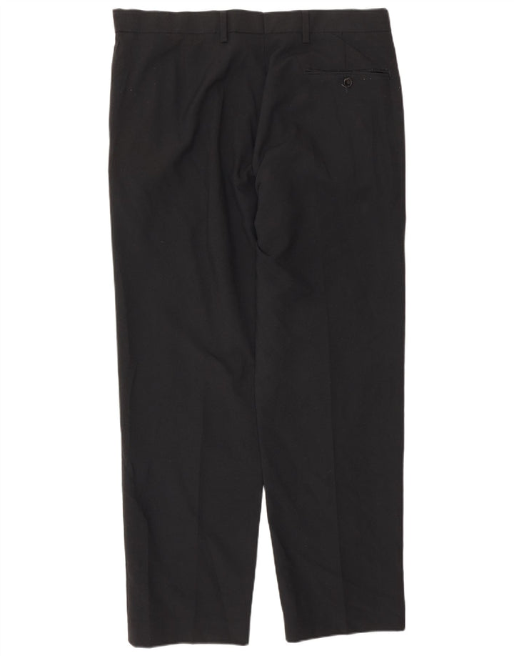 Pantaloni de costum obișnuiți pentru bărbați Marks & Spencer L34 L29 Poliester negru