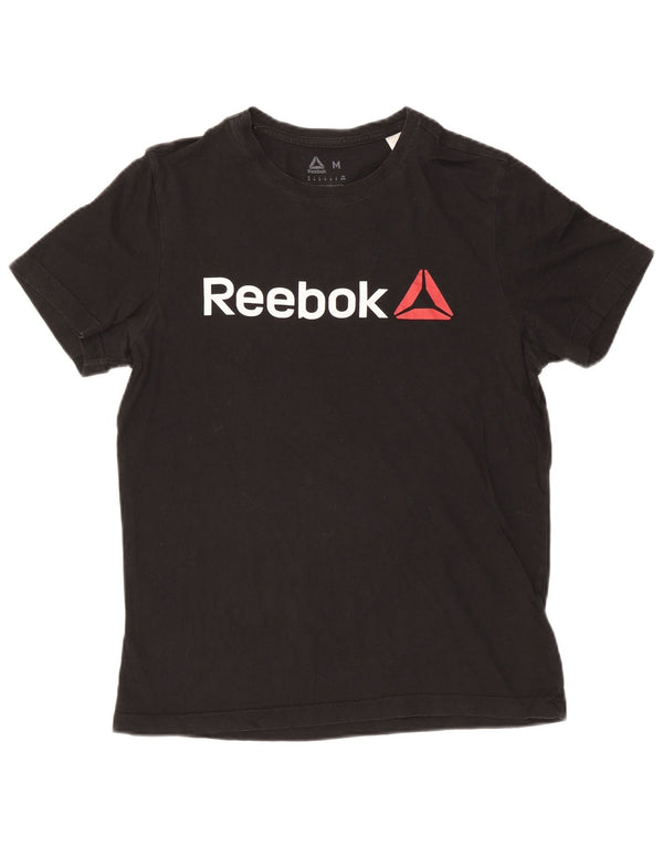 Reebok Mens Graphic T-Shirt Top Medium Black Cotton