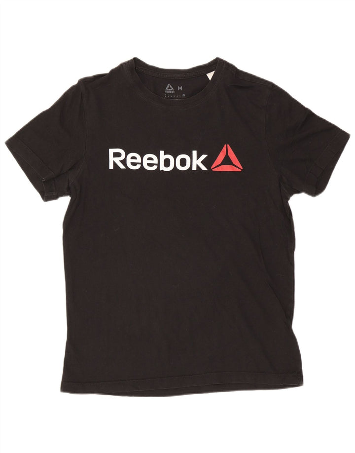 Tricou grafic Reebok pentru bărbați Top mediu din bumbac negru