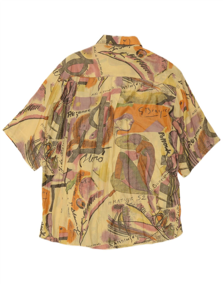 Jacky Peer Cămașă cu mânecă scurtă pentru bărbați cu model abstract, XL, viscoză, galbenă