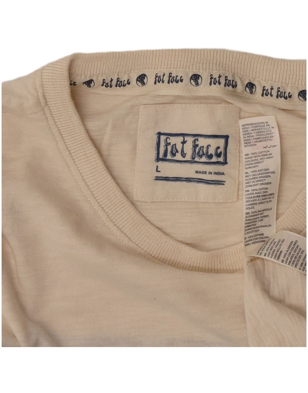 Tricou Bărbați Fat Face Top Mare Bej Colorblock Bumbac