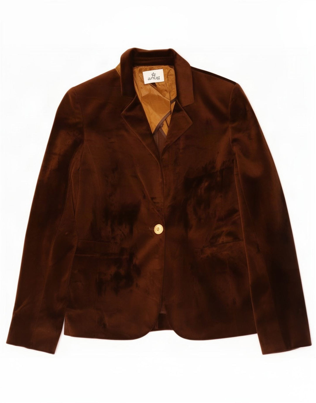 Vintage Womens Velour Blazer Jacket IT 42 Medium Brown Poliester