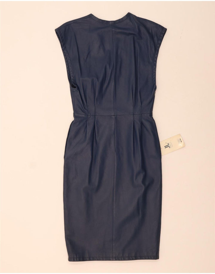 LANCETTI Womens Sleeveless Leather Dress IT 42 Medium Navy Blue Vintage Lancetti and Second-Hand Lancetti from Messina Hembry 
