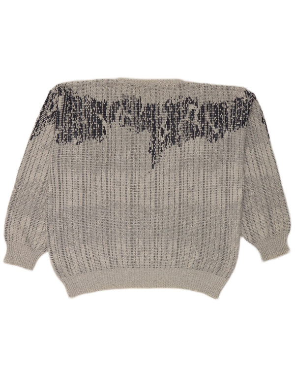 Vintage Mens Crew Neck Jumper Sweater IT 54 XL Grey Pinstripe